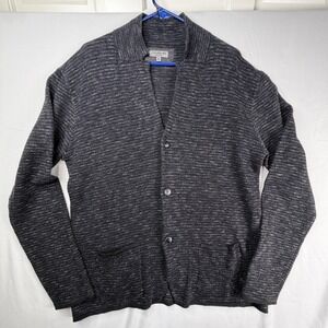 Consenso Mens XL Cardigan Sweater Charcoal Grey Marl 3-Button Knit Pockets